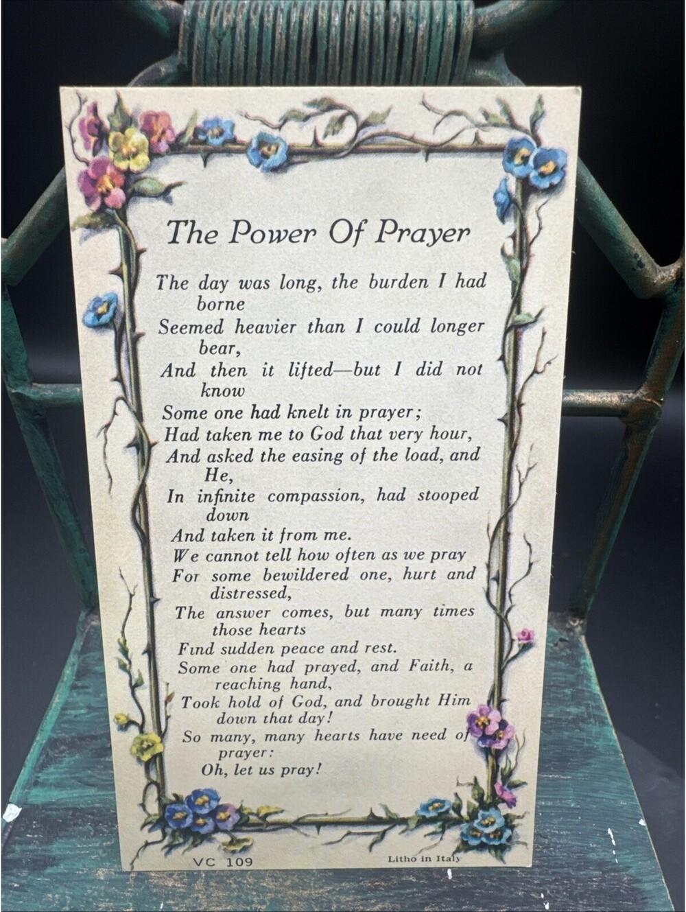 VTG New Holy Card Prayer Poem Power Of Prayer VC 109 Lito Italy HTF RARE